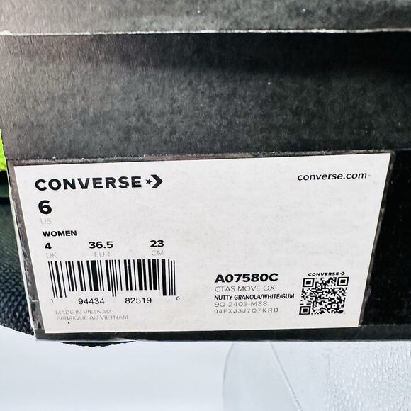 CONVERSE CHUCK TAYLOR All Star Move Platform Low Sneaker Nutty Granola Women’s 6 - Picture 8 of 8